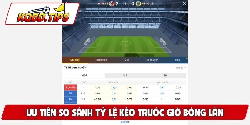 Ưu tiên so sánh tỷ lệ kèo trước giờ bóng lăn